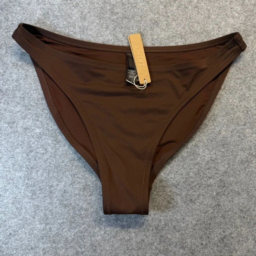 Skims Swim Bikini Bottom Cocoa Brown Size Large NWT Recycled Nylon Large